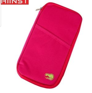 Hot pink travel zipper passport document wallet